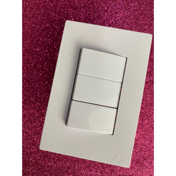 Conjunto Interruptor Triplo (1 Paralelo + 2 Simples) 4x2 - RECTA BRANCO SATIN FOSCO